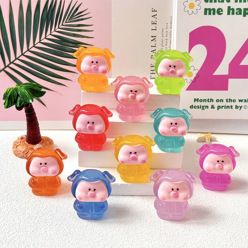 Мультяшная милая светящаяся мини-фигурка свиньи кавайное микропейзажное