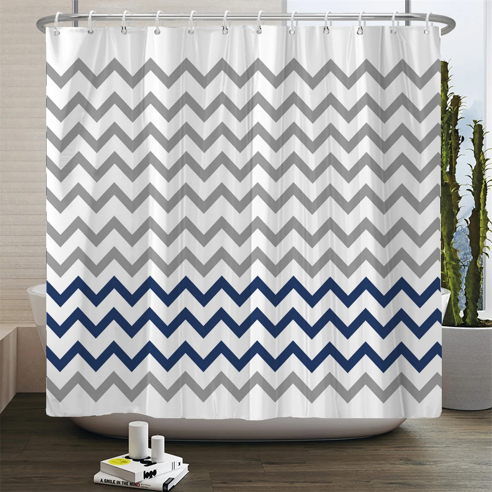 Занавеска для душа в современном стиле серая Водонепроницаемая шторка клетку