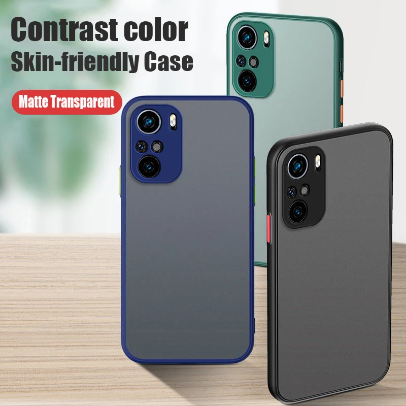 Shockproof Matte Bumper Case For Xiaomi Mi 11 Ultra 11T 10T Redmi Note 11 10 9 8 7 Lite K40 Poco M3 F3 X3Pro PC Hard Clear Cover