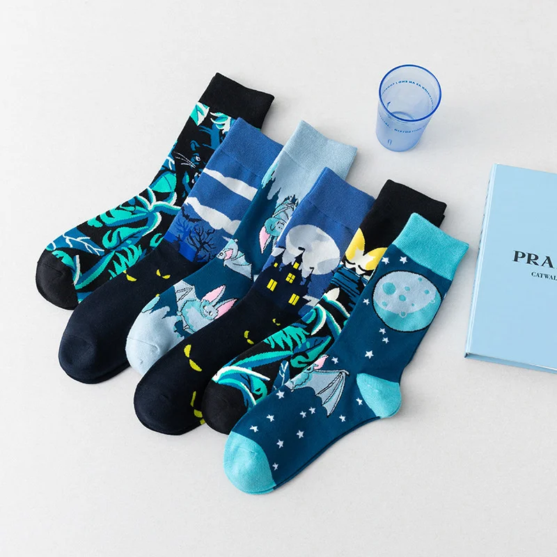 

Peonfly 1 Pair Painting Style Man Cute Graphic Socks Fashion Harajuku Colorful Comfortale Hip Hop Happy Funny Size 38-44