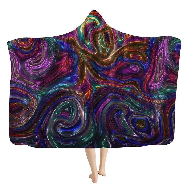 

Magic Nights Hooded Blanket - Trippy Rave Blanket, Sherpa Colorful Festival Fashion, Warm Cozy Cuddle Blanket, Nebulous Nightsky