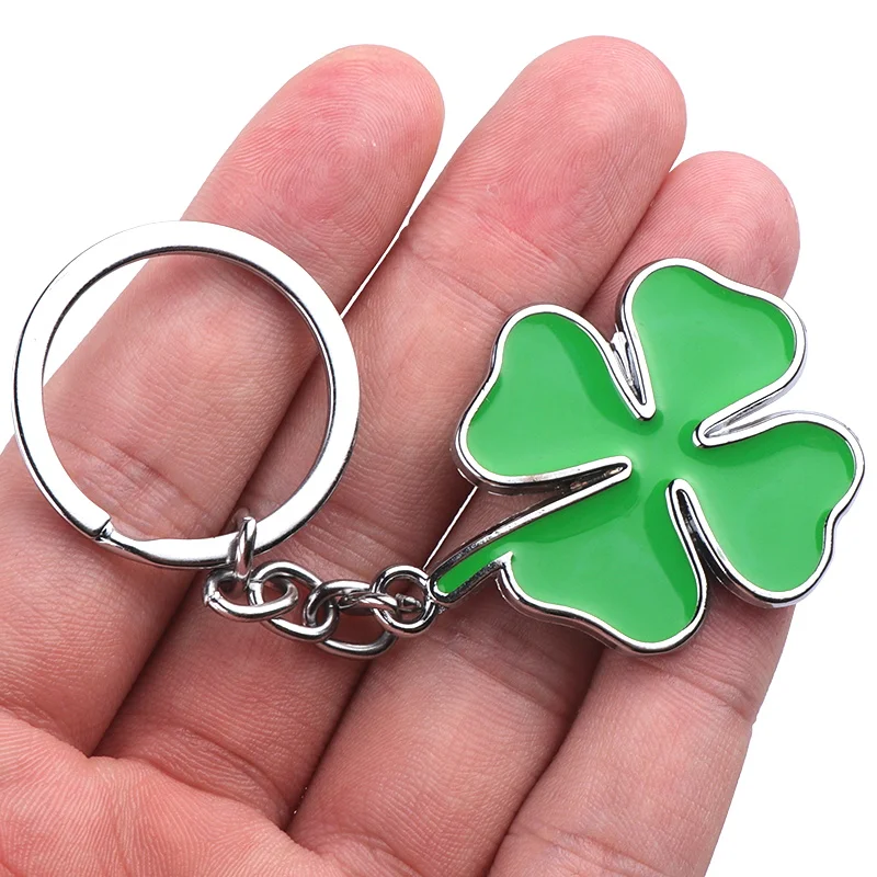 3D металлический брелок с логотипом автомобиля четырьмя листами клевера подвеска