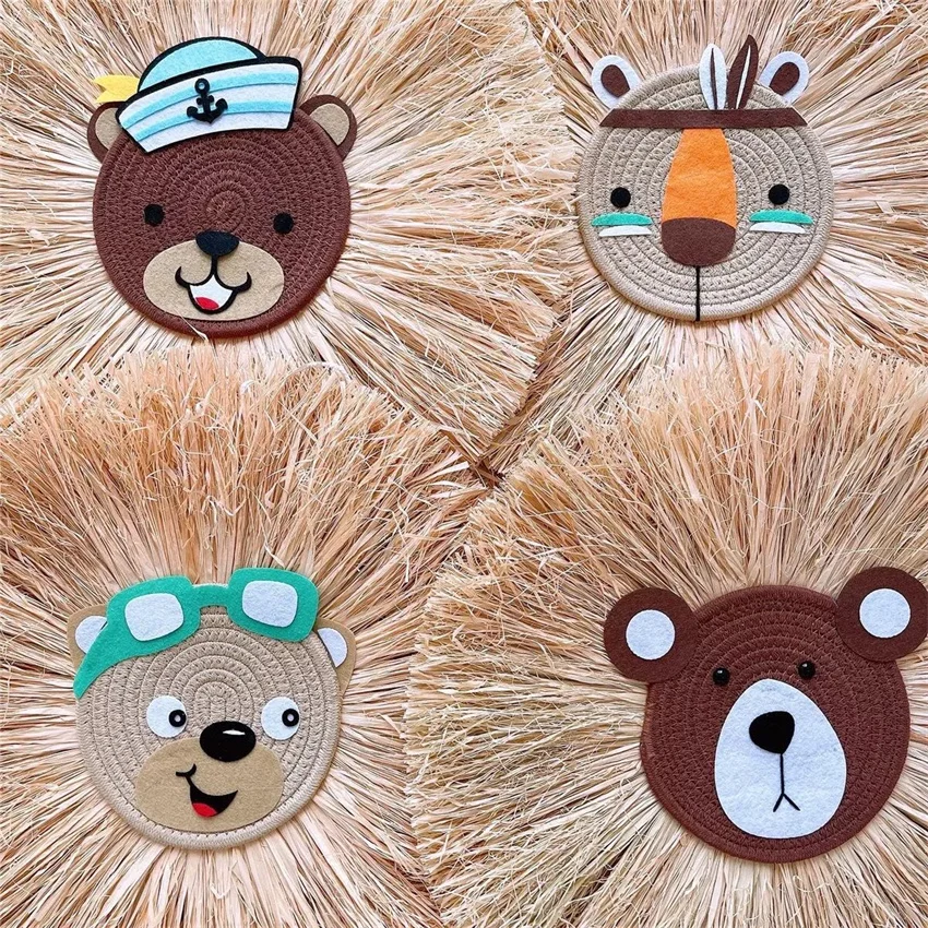 

Cartoon Hanging Decoration Ins Nordic Hand Woven Boys Girls Room Decor Cotton Thread Waving Animals Ornaments Wall Handing