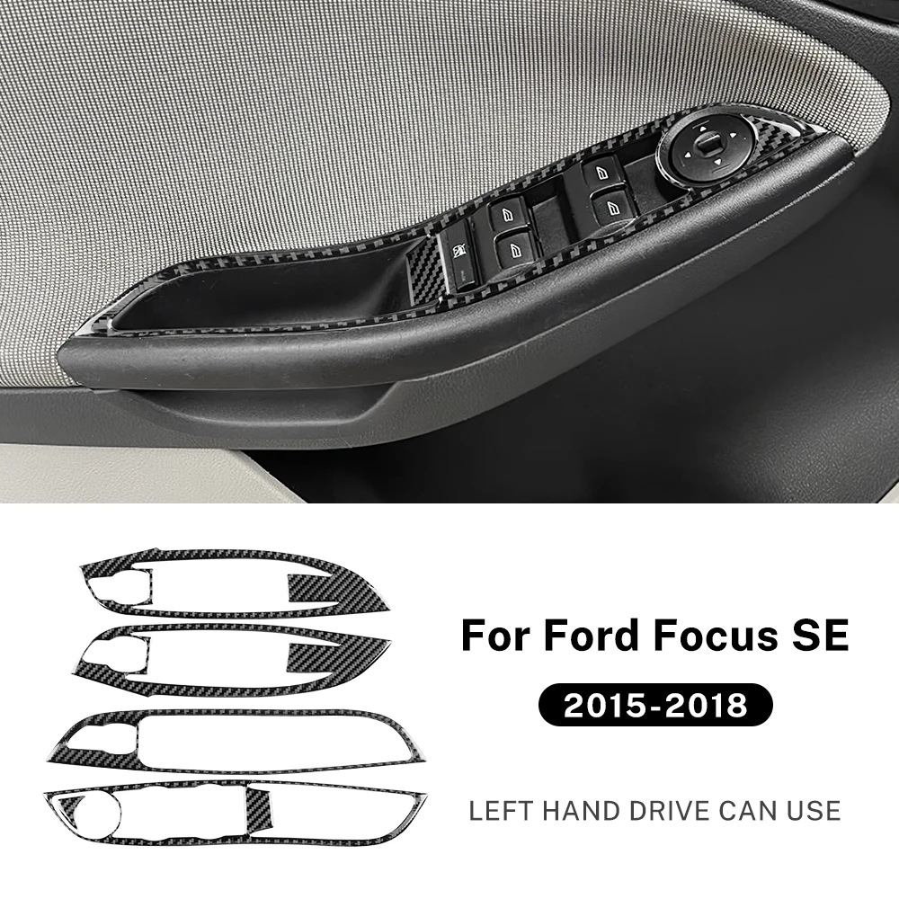 

Настоящая мягкая наклейка из углеродного волокна для Ford Focus SE RS ST Ecoboost 2012-2015 2016 2017 2018, кнопка подъема окна автомобиля с левым рулем, отделка панели