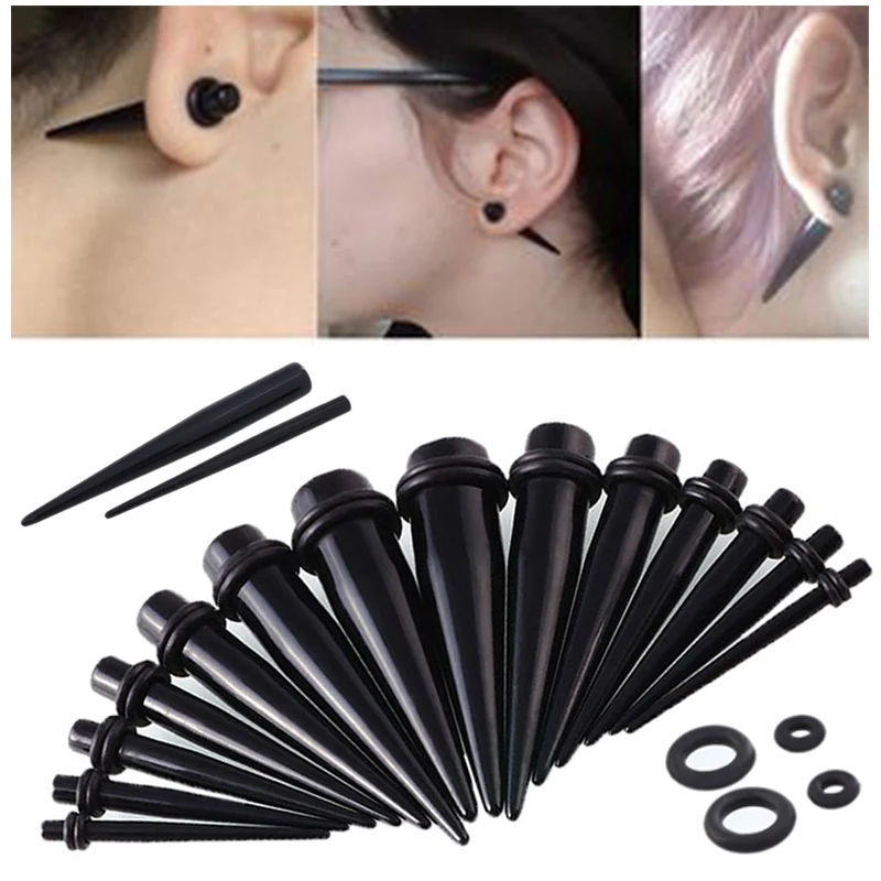 

1PC Conical Auricle Piercing Jewelry Ear Taper Plug Earrings Flesh Acrylic Exaggerated Fashion Piercing Jewelry Earflap Black