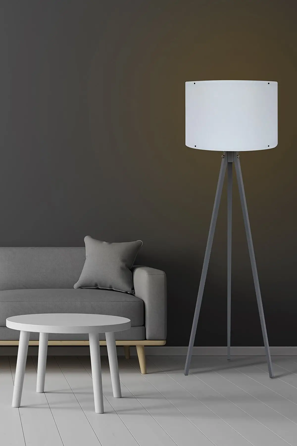 

Tripot Mdf Lux с подставкой, Напольная Лампа бело-серого цвета