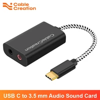 cablecreation usb type c sound card external stereo usb c to 3 5 mm microphone adapter jack earphone for laptop macbook pro ipad
