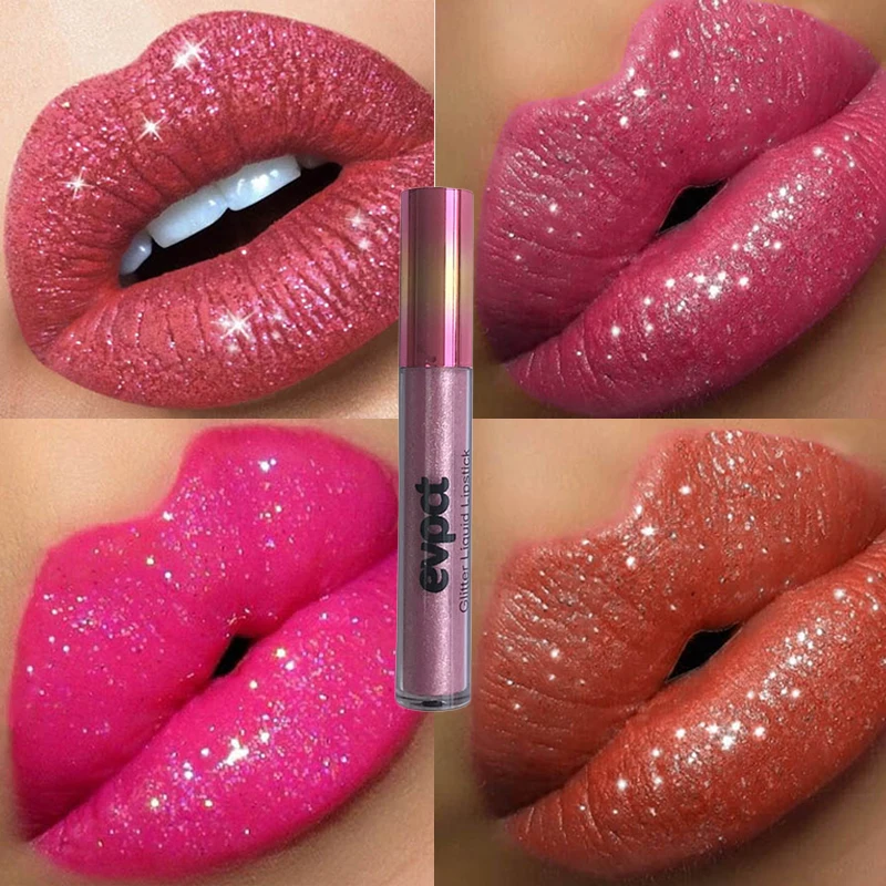 Three Scouts Fashion Sexy Shimmer Diamond Glitter Lip Gloss Matte Liquid Lipstick Long Lasting Waterproof Pearl Velvet Lipgloss