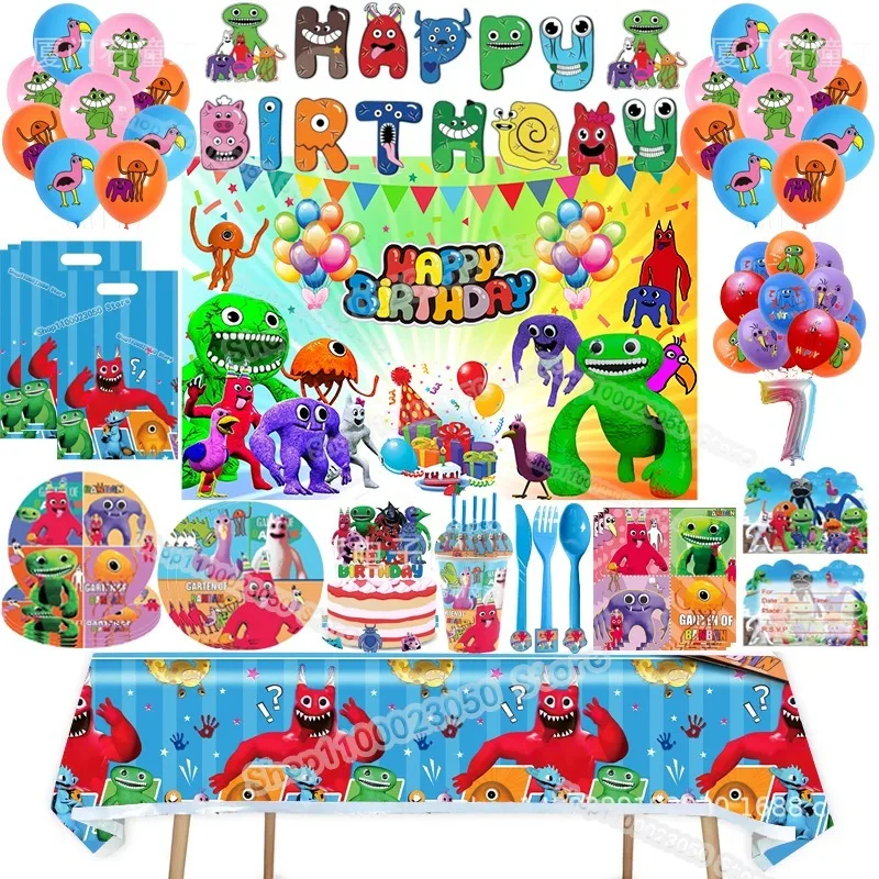 Garten Of Banban Birthday Party Decoration Game Figure Dinner Plate Banner Cake Topper Numer Balloon Set Anime Stoviglie A Tema