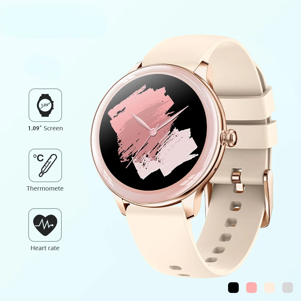 

2023 Lady Smartwatch 1.09 calowy termometr pełnoekranowy nocny Monitor pracy serca kobiety inteligentny zegarek