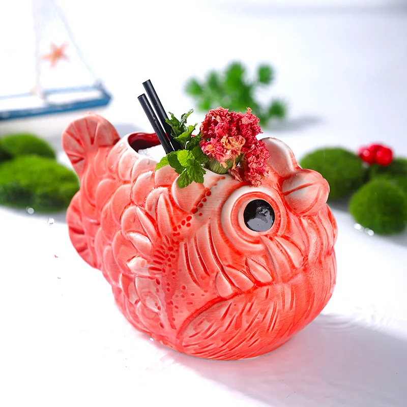 Ins Network 3d Piranha Светодиодный Бокал Для Вина Забавный И Страшный Керамический