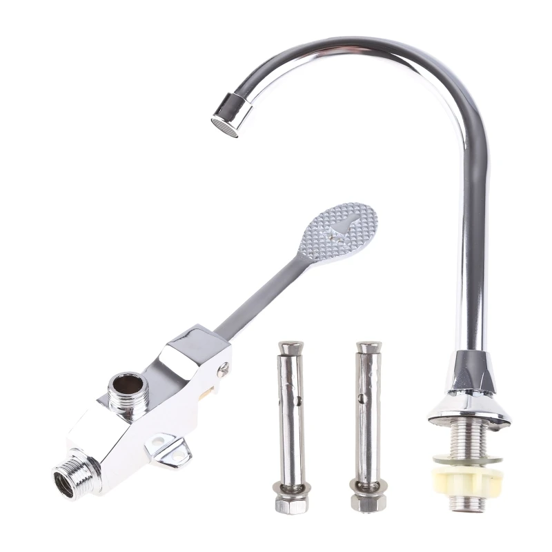

Kitchen Sink Cold Water Faucet High Arc Basin Faucet Foot Pedal Control Water Tap for Kitchen Bathroom Laundry RV Bar