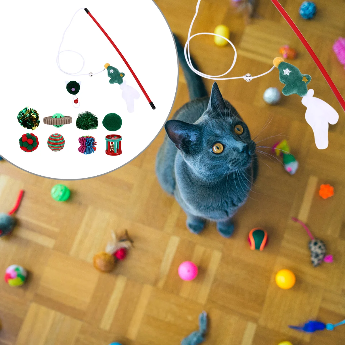 

Toy Pet Cat Xmaschristmas Chewing Supplies Set Stocking Game Molar Training Teeth Wand Dog Teasing Interactiveglitter Crinkle