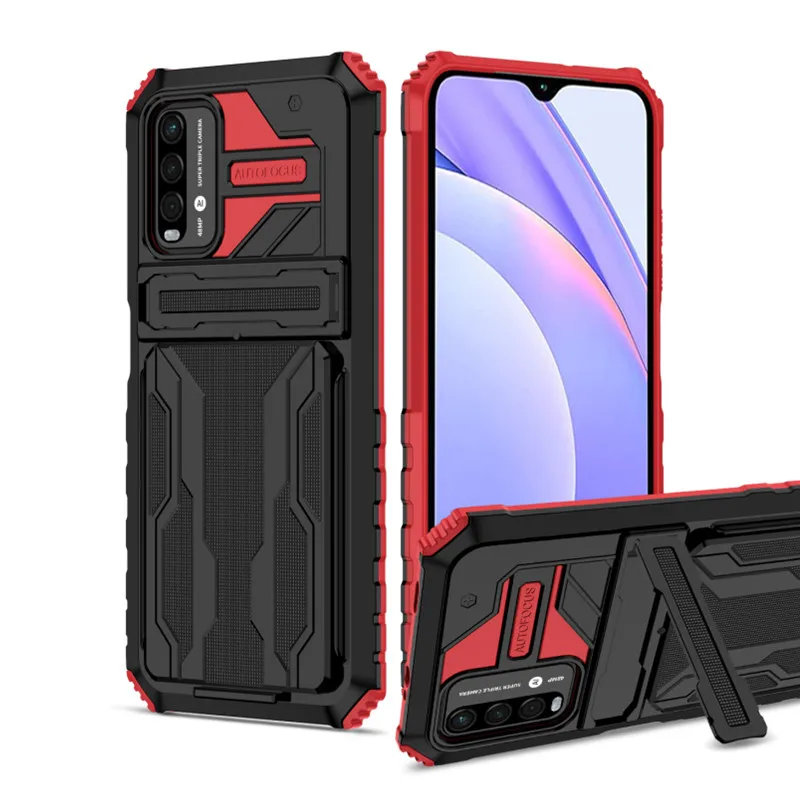 

Armor Case For Xiaomi Redmi 10 10x 9 9a 9c 9t Note 10 Pro Note 9s 9 Pro Max 10s Military Grade Bumpers Slot Card Kickstand Cover