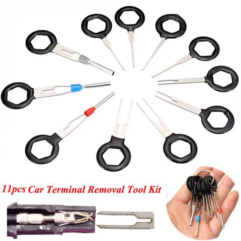 

11PCS Auto Car Plug Circuit Board Wire Harness Terminal Extraction Pick Connector Crimp Pin Back Needle Remove Tool Set