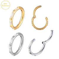 f136 titanium septum piercing nose ring square zircon ring hight segment clickers ear cartilage earrings fashion body jewelry