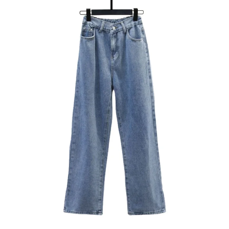 

Women's Jeans for Fall and Winter Korean Clothing with Pocket and Button Zipper Slim High Waist Solid A-line Midi Denim Trousers