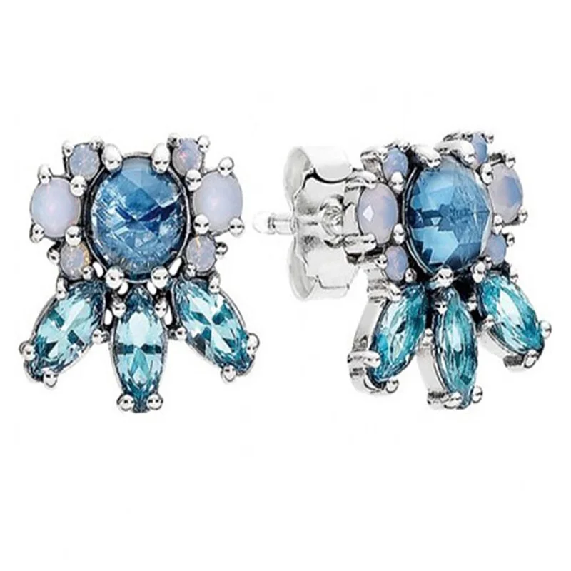 

Серьги женские из серебра 925 пробы с синим кристаллом