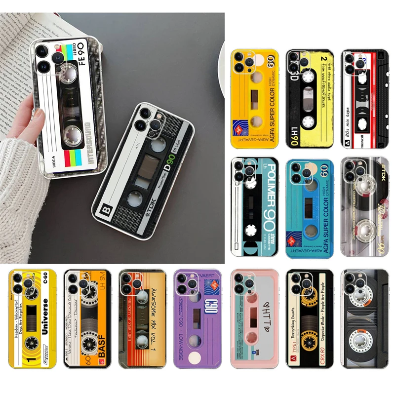 

Cassette Tape Phone Case For iphone 14 13 12 11 Pro Max XS XR X 12mini 14 Plus 7 8 SE Mobile Phone Case Funda