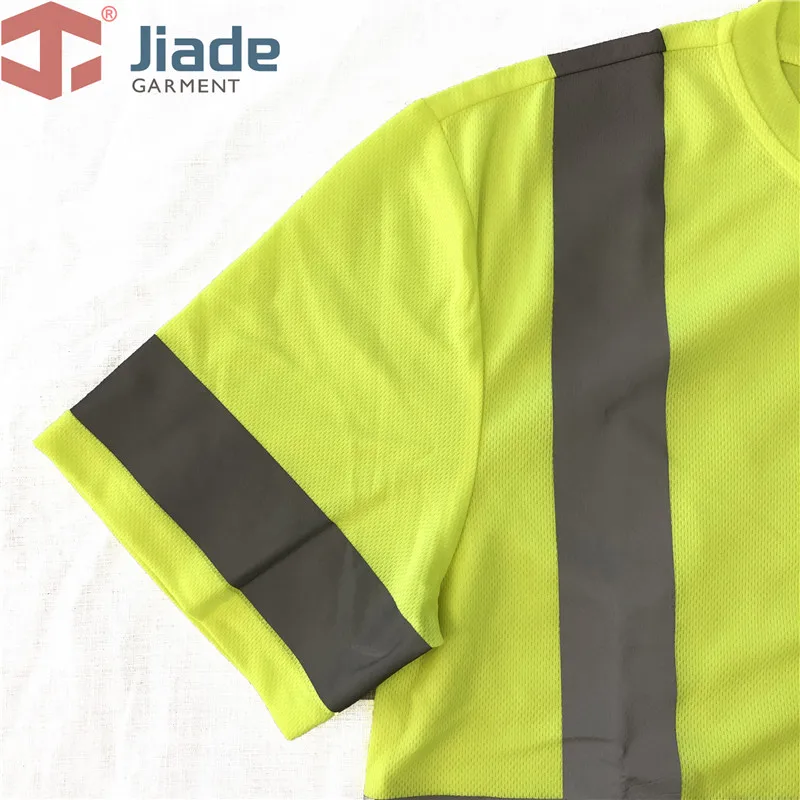 Фото Футболка Jiade для взрослых повышенной видимости, короткая футболка, мужская рабочая светоотражающая футболка, рубашка EN471, футболка ANSI HVYellow с короткими рукавами №4