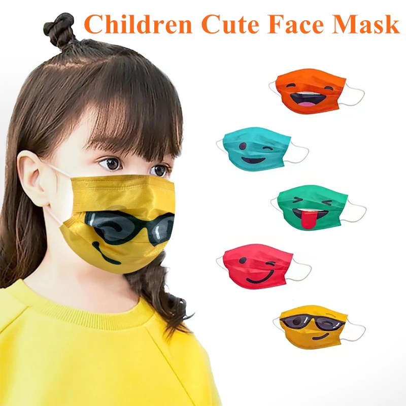 

20-100pcs Funny Disposable Face Mask for Children Kawaii Kids Mascarillas 3ply Protective Masque Dustproof Breathable Masks