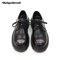 super recommend big round toe mens metal style oxfords trendy man basic daily leather derby shoes fashion boy