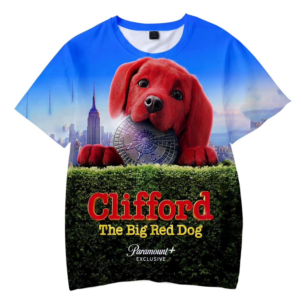 

Футболка Clifford с рисунком Большой Красной собаки, рубашка с круглым вырезом для мужчин и женщин, уличная одежда в стиле Харадзюку с короткими...