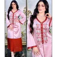 abaya muslim dress women kaftan embroidery middle east arabian robe female contrast dress dubai ethnic autumn fashion clothing