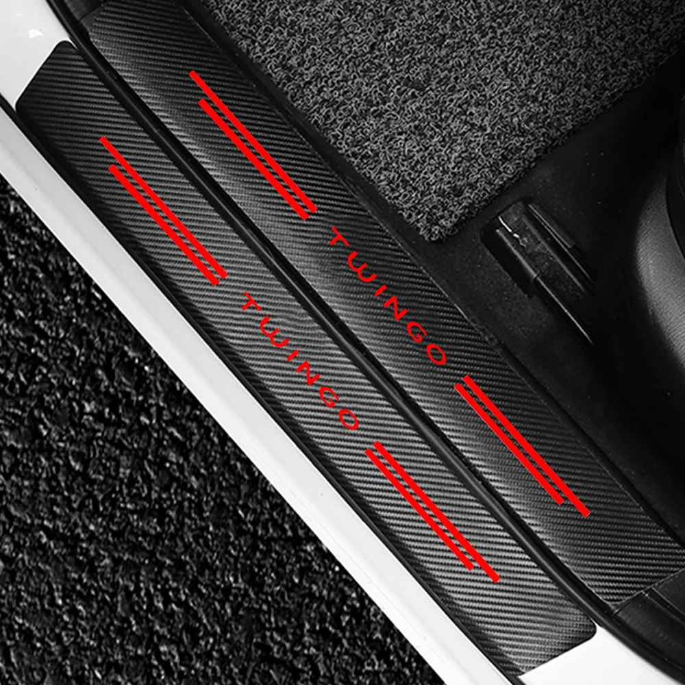 

4PCS For Renault Twingo 1 2 3 1993 1994 1995 1996 1997 1998 1999 2000 2001- 2021 Car Door Sill Scuff Plate Carbon Fiber Stickers