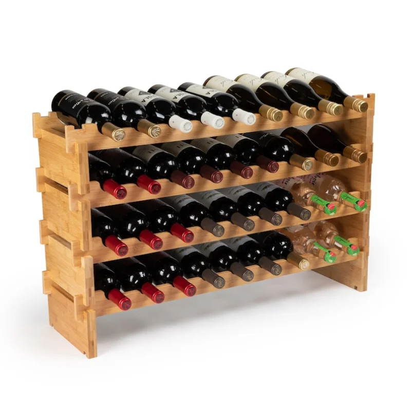 

36 Bottle Stackable Modular Wine Rack Wine Storage Rack Burdock Root Wine Holder Display Shelves, Wobble-Free