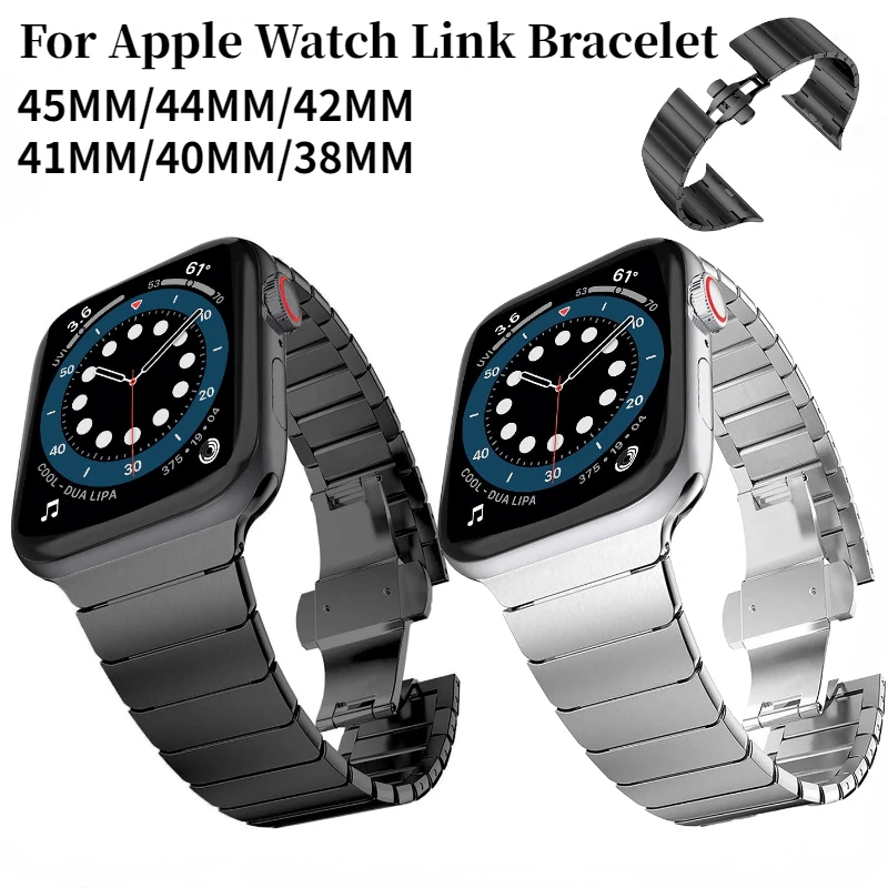 Metal Link Bracelet Strap For Apple Watch Band 49mm 45mm 44mm 42mm 41mm 40mm Bracelet Wristband For iWatch UItra 8 7 6 5 4 3 SE
