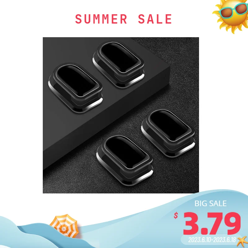 

4pcs Accessories Fastener Storage Holder Car Hook Mini Hanger Wall Mount Heavy Duty For USB Cable Self Adhesive ABS Interior