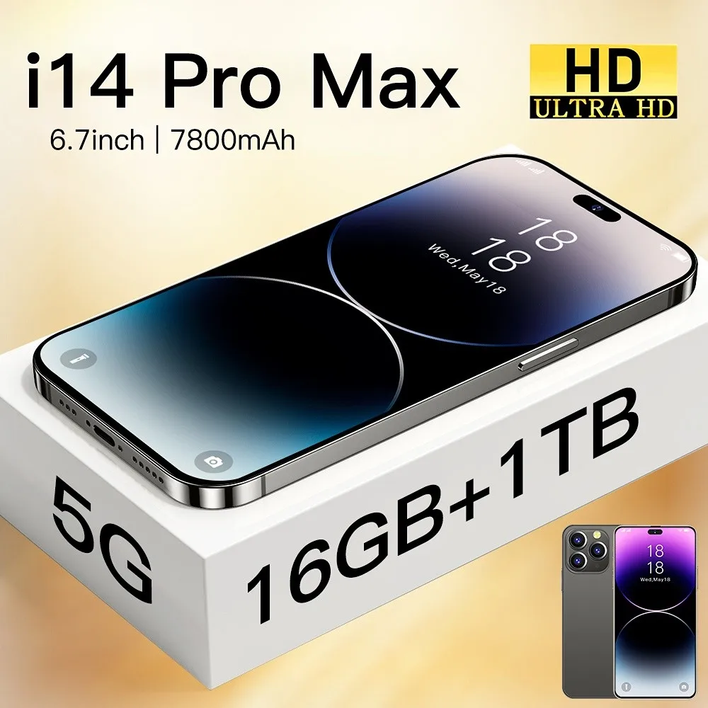 

i14 Pro Max Smartphone 7.3 inch Full Screen 4G 5G Cell Phone 7800mAh Mobile Phones Global Version