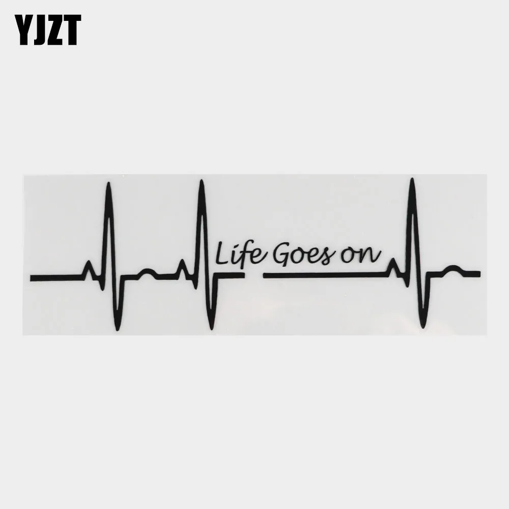 

YJZT Heart Beat Trackpad Life Goes On Nice Decal Black Silver Vinyl Car Sticker C11-1586