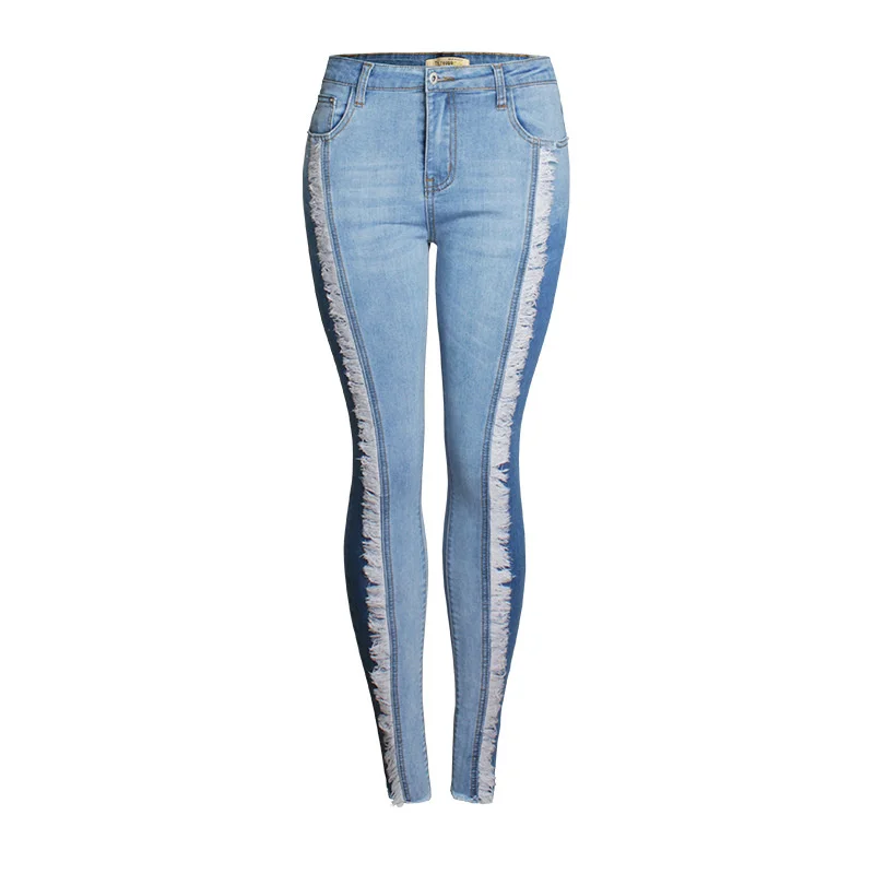 

Tassel Jeans Women Stretchy Patchwork Denim Skinny Pencil Pants Trousers For Women 2022 Spring Street Fashion Pantalones Vintage