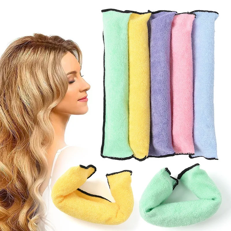 

A Set Of 6 Pcs Hair Curlers Non-Heat Curling Irons Sponge Curling Iron Big Wave Heatless Curls Lazy Diy Hair Styling Tools