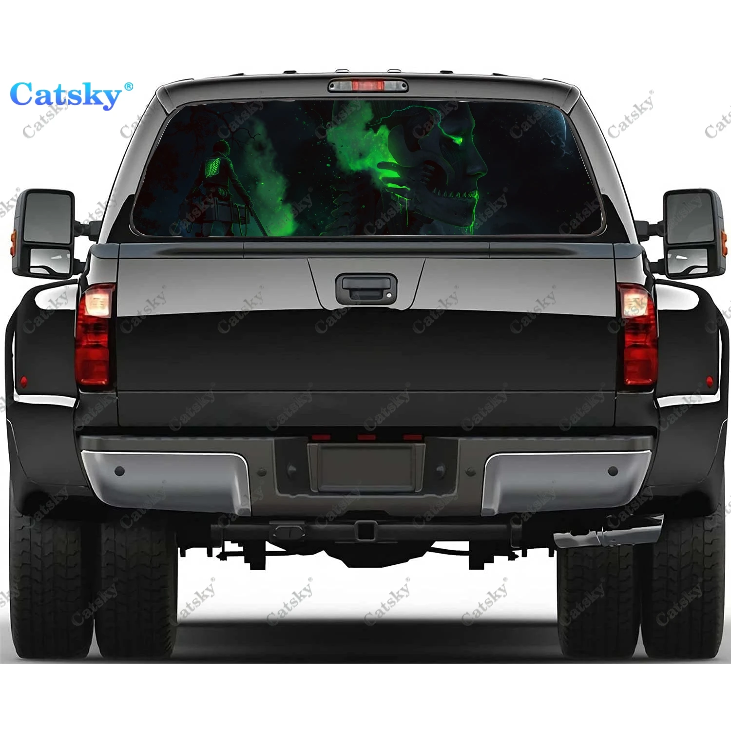 

Аниме атака на титанов, наклейка на заднее стекло автомобиля, наклейка на заднее стекло грузовика, универсальная перфорированная виниловая графика