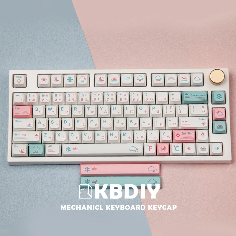 KBDiy 132 Keys Japanese PBT Keycap XDA Profile DYE-SUB Cute Pink Keycaps For DIY Mechanical Keyboard Custom 61 84 64 68 108 Set images - 6