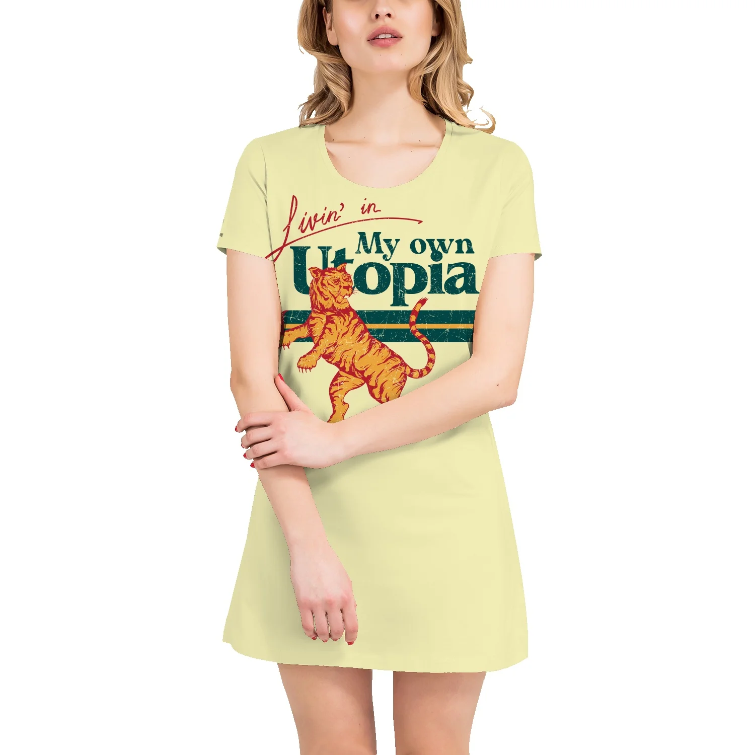 

Женская хлопковая футболка с коротким рукавом и юбкой, Новинка лета 2022, свободное платье большого размера средней длины, футболка-топ