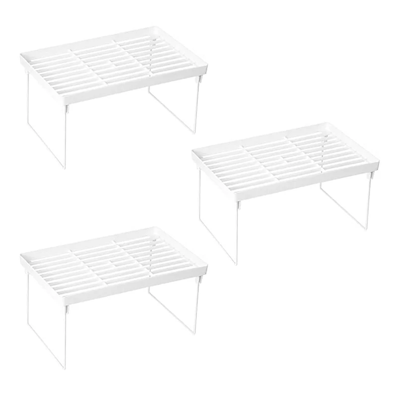 

3X Stacking Cabinet Shelf Rack Steel Metal Leg - Cupboard, Plate, Dish, Counter & Pantry Organizer Organization-Kitchen