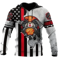 new firefighter pattern 3d full print mens hoodie unisex long sleeve sweatshirt european and american style zip hoodie