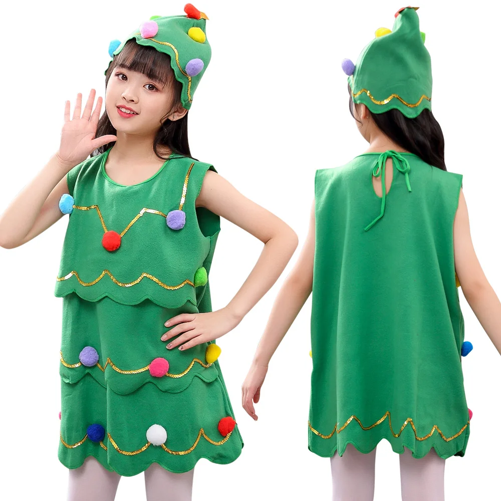 

Christmas Family Costume Women Santa Claus Xmas New Year Party Cosplay Outfits Girls Green Elf Fancy Dress