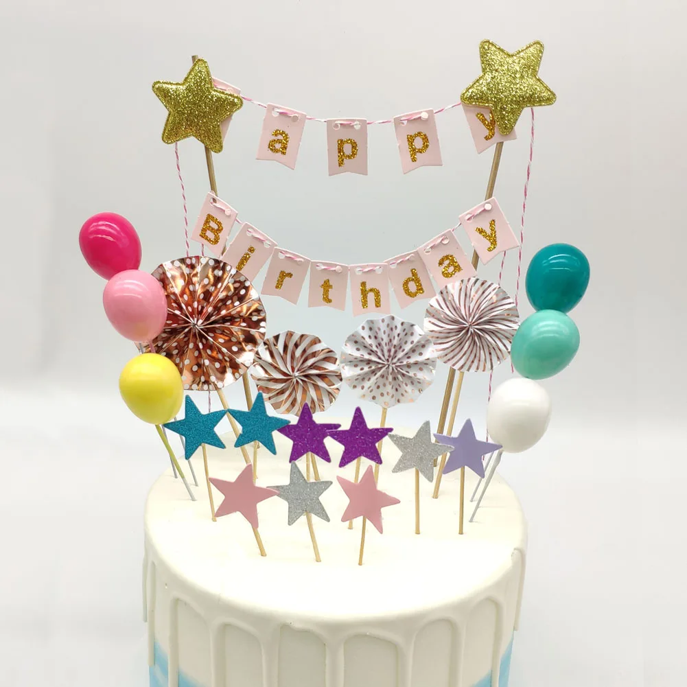 

Mini Balloon Fan Ball Cupcake Toppers Birthday Cake Topper Decorating Picks Kids Wedding Party Decorations Baby Shower Favors