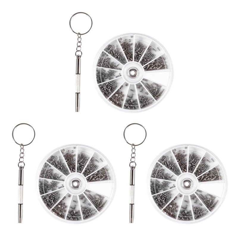 

1800 шт., маленькие винты из нержавеющей стали, 12 видов электронных гаек в ассортименте + отвертка 3 шт.