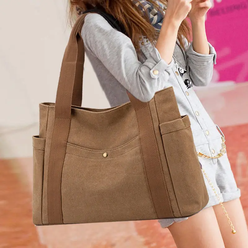 2023 Women New Canvas Bag Simple One Shoulder Work Bag Large Capacity Computer Commuting Bag Tote Bag Women's Handheld Big Bag