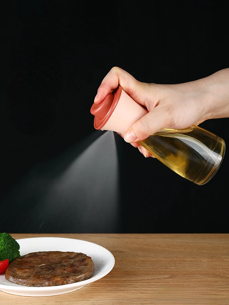 

Press Fuel Injector Spray Oil Bottle Household Kitchen Transparent Glass Jar Oil Control Quantitative Oil Filling Container