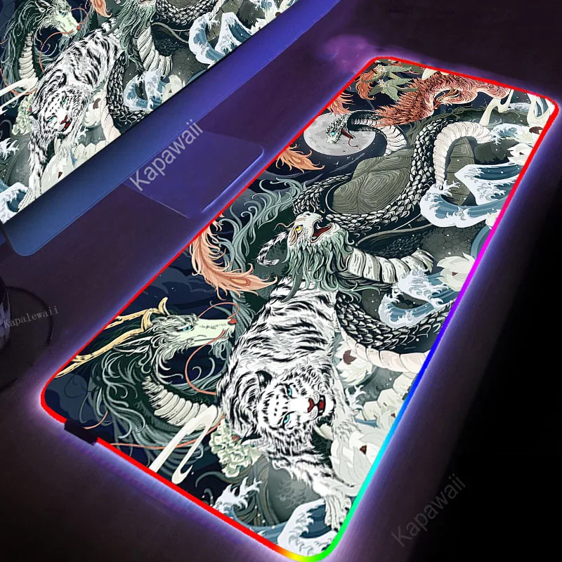 

LED Light Desk Mat XXL Computer Mousepad Dragon Chinese 90x40 Backlight Keyboard Table MauseMats Gaming Mouse Pad RGB Carpet Run