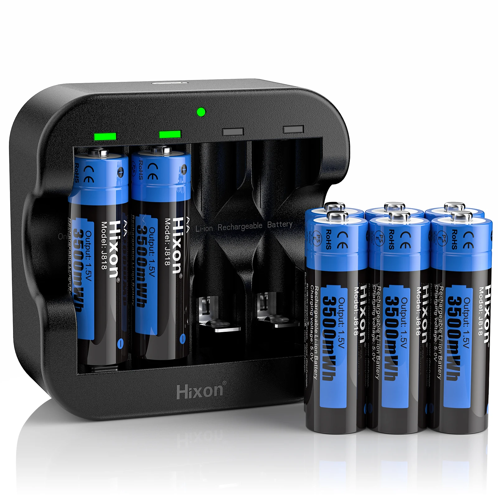 

Hixon Rechargeable 1.5V AA Li-ion Batteries High Capacity of 3500mWh Super Durable, Good Energy Storage, Fast Discharge