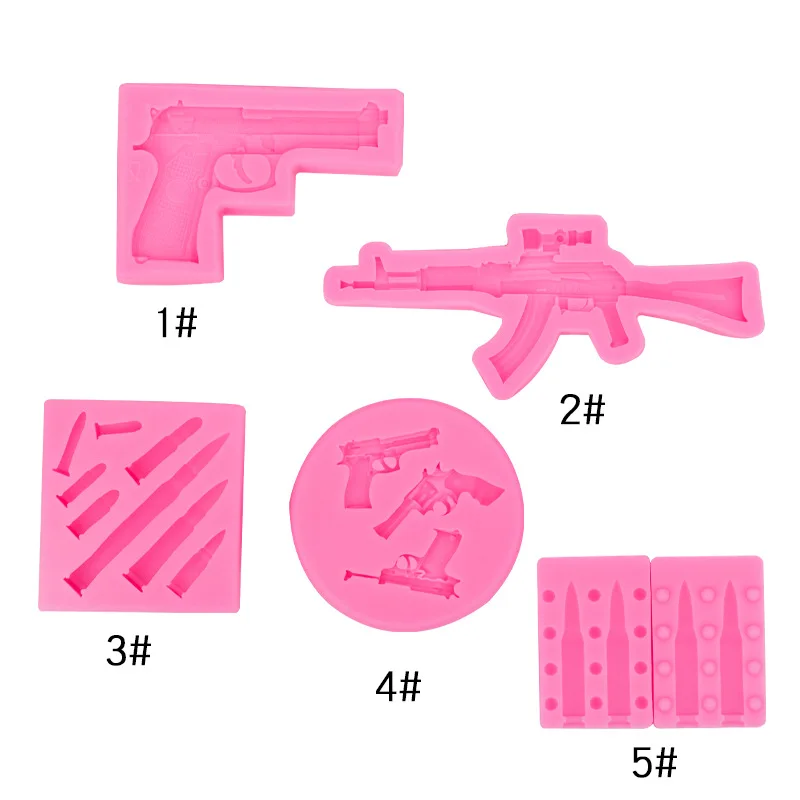 

DIY Pistol AK Gun Shape Bullet Fondant Soap 3D Cake Silicone Mold Cupcake Jelly Candy Chocolate Decoration Baking Tool Moulds