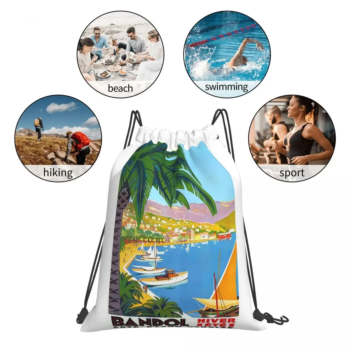 1932 FRANCE Bandol Cote Dɺzur дорожный постер рюкзаки сумки на шнурке карманная сумка для